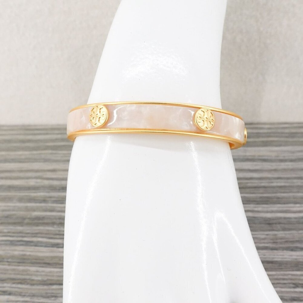 Tory Burch Miller Semiprecious Hinge Studded Bracelet Mother of Pearl OS - Picture 5 of 14